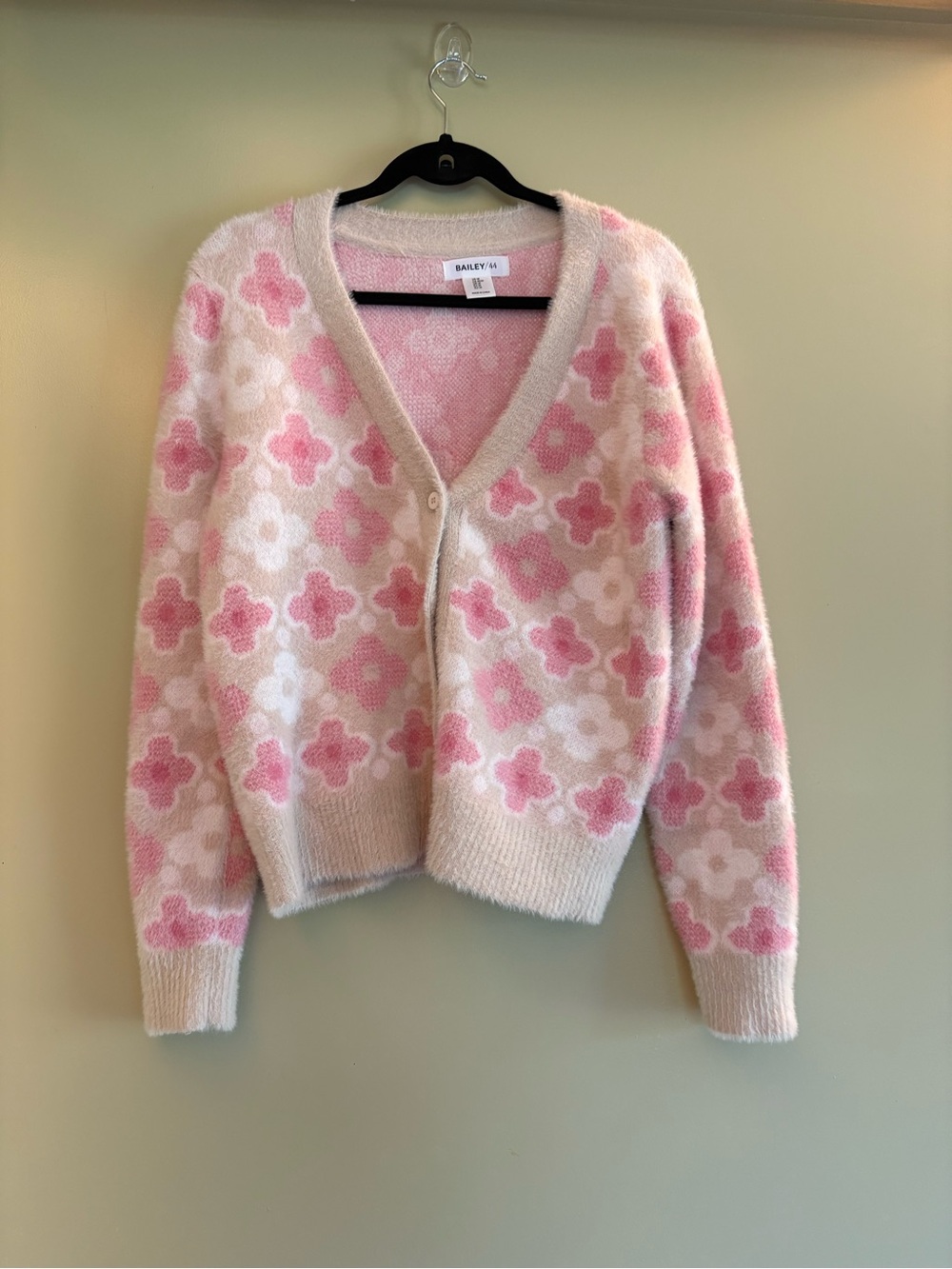 Bailey 44 Pink and Cream Floral V-Neck Cardigan